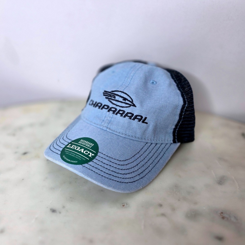 Legacy Chaparral Boats Trucker Hat Light Blue Navy Mesh Snapback Cap New Boating